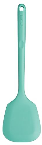 U-Taste Long Silicone Solid Turner, 315℃ Heat Resistant, Aqua Sky | 34.5cm Large Kitchen Spatula, Non Stick Seamless Flexible Rubber Cooking Flipper for Frying, Flipping Eggs, Fish, Pancake