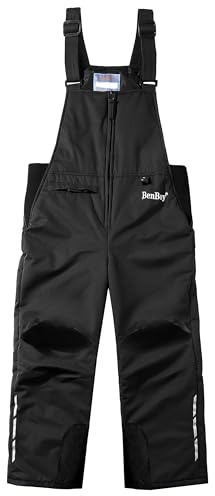 BenBoy Pantaloni Sci Bambino Invernali Impermeabile Termici da Neve Escursionismo Caldo Regolabile da Snowboard Pantaloni VI Pantaloni regalano Outdoor Softshell HXK7223-Black-128