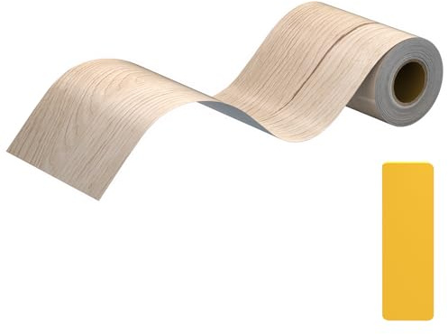 Lifuncren 10 cm x 10 m Bordi Adesivi per Pareti, Impermeabile Rimovibile Bordo Adesivo per Mobili, Adesivo Effetto Legno Greca Adesiva per Parete Carta da Parati per Porte Pavimento (Acero bianco)