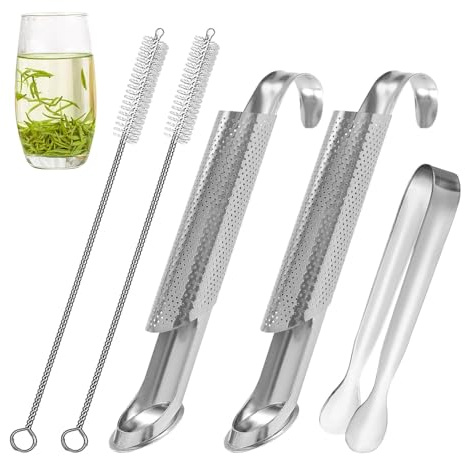 5 Pièces Infuseur Thé En Acier Inoxydable Réutilisable Et Sûr Filtre à Thé Tube Facile à Nettoyer Maille Fine Passoire à Épices Herbes Infuseur Pour Thé Épices(COLOR:argent+blanc)