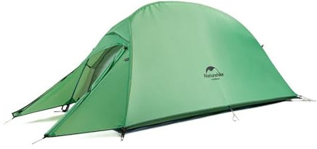 Naturehike 1/2/3 Personen leichtes Campingzelt, wasserdichtes Zelt mit Innenzelt und Bodenmatte, tragbarer Rucksack-Unterstand für den Außenbereich (grün-210T Polyester, 1 Person)