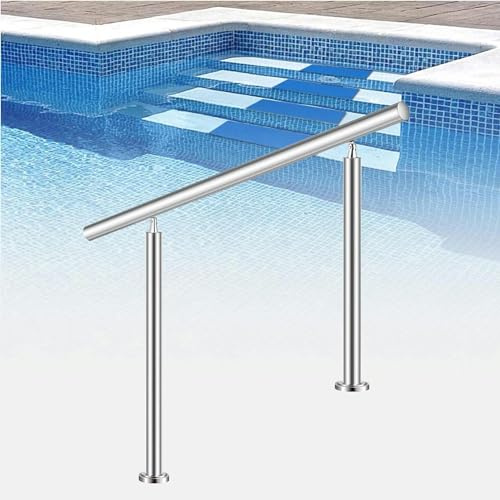 BTURYT Main Courante de Piscine Mains courantes pour marches extérieures, Convient à 1 à 3 marches en Acier Inoxydable avec kit d'installation, Balustrade de Piscine Tube INOX