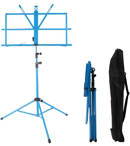 ASelected Sheet Music Stand Portable Travel Rack Musical Instrument Accessories, Sturdy Adjustable Height Lift Tripod Base Metal With Sheet Music Clip Bracket, With A Handbag (Blue)