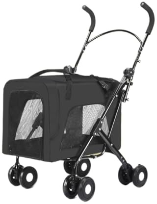 Hundvagn Kattvagn Avtagbar Husdjursvagn Med 4 Hjul Hopfällbar Hundvagn Kattvagn För Medelstora Små Hundar Husdjursvagn(Black)