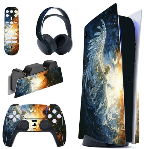 PlayVital Skin für ps5 Konsole Regular Edition,Aufkleber Vinyl-Skin Stickers Schutzfolie Folie für PS5 Konsole,Controller,Ladestation, Headset,Medienfernbedienung-Konflikt
