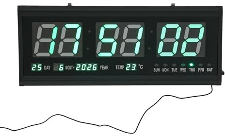 Ciounmb Digitale Wanduhr mit Temperaturanzeige, Datumsanzeige, große Ziffern, Display für Wohnzimmer, Wanduhr, Thermometroder