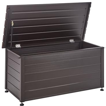 Beliani Gartentruhe 330L Aluminium dunkelbraun wasserfest Kissenbox Auflagenbox Campalto