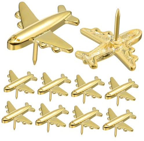 CANIGHT 24stücke Kreative Metall Flugzeug Pushpins Für Korkwände Fotowände Und Kartenmarkierungen Für Büro Und Bastelarbeiten Goldene Design-Dekoration