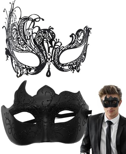 Generisch Maskenkostüm,Paar-Maskerade-Maskenset | Retro-Spitzen-Augenbinde,Glitzernde Kostüm-Gesichtsbedeckungen für Sie und Ihn, Partyzubehör für Damen und Herren