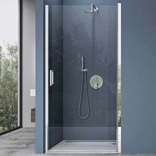doporro Nischentür Duschtür 100x195cm 6mm ESG-Sicherheitsglas Klarglas | Duschkabine Einzeltür mit Hebe- und Senkmechanismus | Duschabtrennung inkl. Nanobeschichtung | Teramo24K