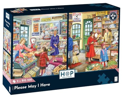 The House of Puzzles Please May I Have, 2 x Big 500 Piece Jigsaw Pack | Extra Large Pieces, Artist Illustrated, Scenic Landscape, Deluxe Puzzle Gift for Adults