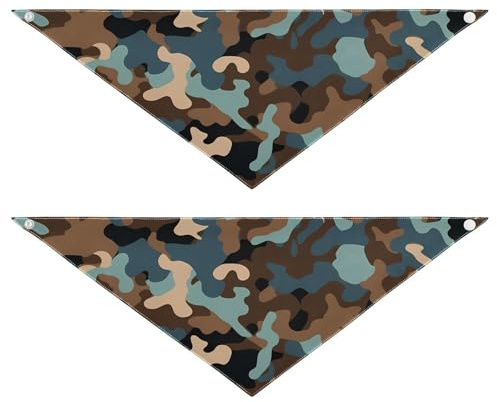 Hundehalstücher mit Druckknopf, niedliches Haustier-Urlaubsset für Hunde und Katzen, Camouflage, Braun / Blau