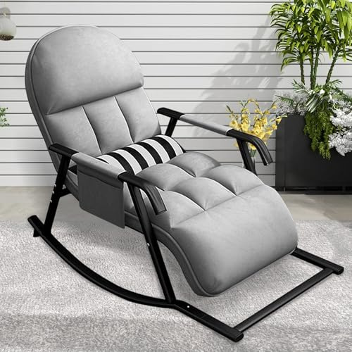 Schaukelstuhl Wohnzimmer Relaxsessel Drinnen und Draußen Schaukelsessel, 5-Fach Verstellbare Rückenlehne und Beinstütze Lesesessel, Stillsessel Schaukelstühle bis 150 kg für Balkon Garten Outdoor