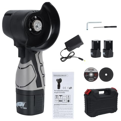 Mini Cordless Angle Grinder 16.8V,Grinding Disc 3 Inch/75mm,Lightweight Angle Grinder with 2x1.5Ah Batteries,2 Cutting Discs,for Grinding,Cutting and Sanding