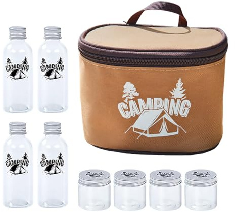 Macetas - Almacenamiento de viaje, juego al aire libre | Contenedores transparentes duraderos con bolsa de transporte para organizar condimentos y especias, perfecto para cocinar en aventuras de