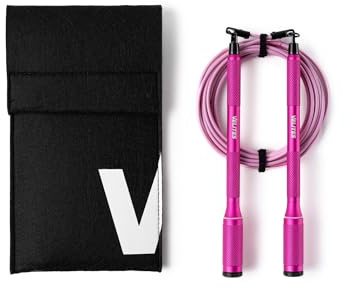 Velites Cyclone Jump Rope Corde à sauter ultra légère | Design Premium pour DOUBLE UNDERS et CROSSOVERS | Poignée amovible et système 360°