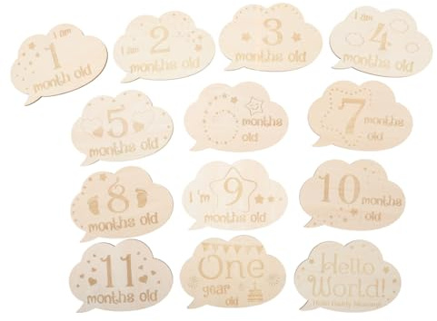 BESTonZON Meilenstein-karten Holz-gedenkkarten Für Junge Mädchen Wachstumskarten Monat-karten Geburts-gedenkkarten