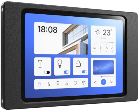 Cleverstation Support Mural Tablette pour iPad Mini 4/5 gén (7,9 Pouces, 2015/2019) - Cadre Fin et sur Mesure pour Écran Domotique et Tableau de Bord - Montage Fixe avec Passe-Câble - Noir