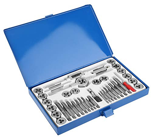 Akozon 40-teiliges Gewindeschneider-Set aus Hochfestem Legiertem Stahl – Gewindebohrer und Schneideisen Zum Gewindeschneiden von Außen- und Innengewinden – Werkzeuge und Heimwerker