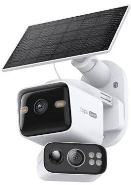 Tapo 2K Dual Lens Pan/Tilt Security Battery Camera Wireless w/Solar Panel, 165° Wide-Angle + 6mm Telephoto, Free Person/Vehicle Detection, 360° Pan, SD/Cloud Storage, Works w/Alexa & Google, C645D KIT