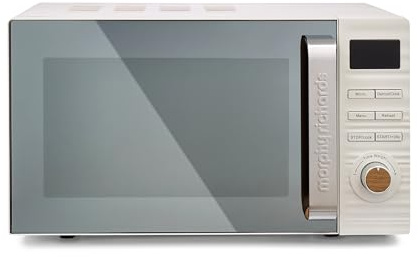 Morphy Richards Clay Digital White Microwave, 20L Capacity, Stainless Steel Inner Cavity, 95 Minute Timer, 11 Power Levels, Defrost mode, Glass Turntable, Easy Clean, 800W, China Clay, 512002