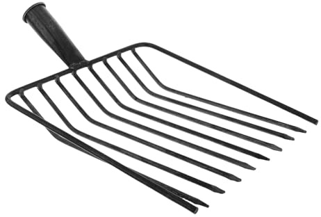 SEWOART Testa di Ricambio in Acciaio per Forca da Giardinaggio 10 Denti, Attrezzo Manuale per Diserbare e Dissodare Terreno, Forcone per Letame Portatile Adatto a Lavori Agricoli