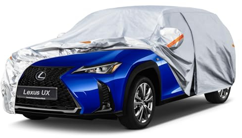 Kayme Autoplane Wasserdicht Atmungsaktiv für Lexus UX(2018–2025), 6 Schichten Vollgarage Autoabdeckung für Regen Sonne Staub Schutz Verkratzt, Autoabdeckung mit Reflektierenden Streifen.