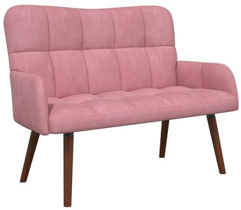 ULUYYUC Zweisitzer Sofa Rosa 115 cm Samtsofa mit Holzbeinen - Kleines Polstersofa modern für Wohnzimmer Schlafzimmer und Flur - Gemütlicher Loveseat mit Samt-Bezug