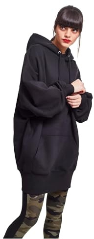 Urban Classics Ladies Long Oversize Hoody, dam huvtröja, finns i många olika färger, storlekar XS till 5XL, svart, XL