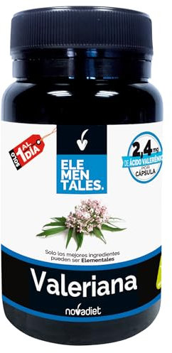 Novadiet - ELEMENTALES VALERIANA Càpsula con Valeriana - Complemento Alimenticio Para Modular Estados de Nerviosismo, Ansiedad y Estrés - Mejorar Calidad y Cantidad del Sueño - 30 Cápsulas Vegetales.