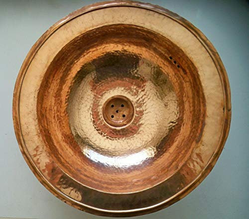 Lavandino Rame Rosso Rotondo Marocchino Da Incasso Lavello Lavabo Bagno 38 cm