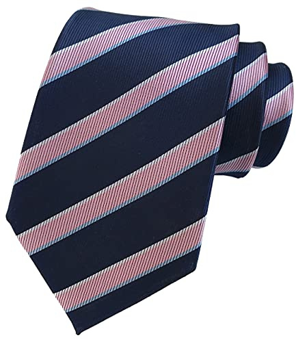 Rosiika Corbatas formales modernas a rayas con estampado a cuadros para hombre, para uso diario, para boda, Rosa azul marino, Taille unique