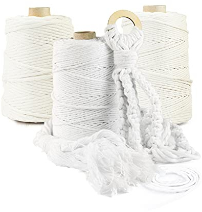 Seiletech.de Premium MAKRAMEE GARN – 300m – 5mm – Beige – 100% Baumwolle – Kordel Natur – Baumwollgarn Baumwollseil – DIY Handwerk Dekoration