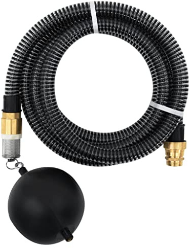 vidaXL Saugschlauch, Gartenschlauch mit Messing-Anschlüssen Schwimmer, Saugschlauchgarnitur Ansauggarnitur für Gartenpumpen Hauswasserwerke, Schwarz 1,1 3m PVC