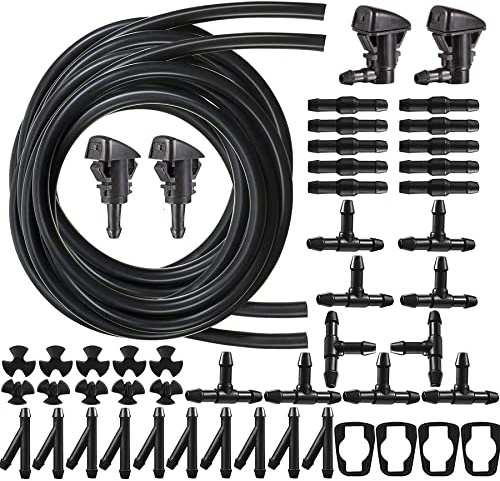HUAZIZ 3 Meter Universal Scheibenwaschanlage Schlauch Set - Wischwasserreparatur Mit 30 Schlauchverbinder und 4 Sprühdüse für Automotive