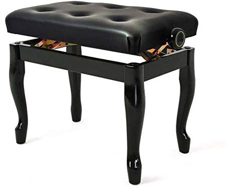DRSM Piano-Keyboard-Bank, höhenverstellbarer Piano-Hocker, Schwarze Holz-Keyboard-Bänke für eine Person mit gepolstertem Sitz aus Kunstleder