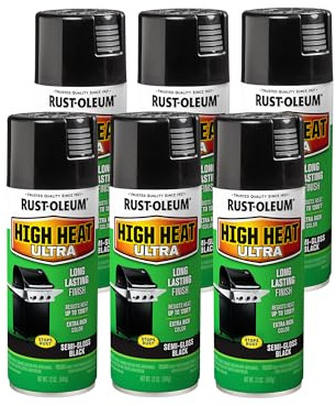 Rust-Oleum 241169-6PK High Heat Ultra Spray Paint, 12 oz, Black, 6 Pack