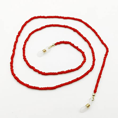 Brillenkette Anti-Lost Brillenband Perlenkette Mode Lesebrille Sonnenbrille Brillenhalter Umhängekordel Rot