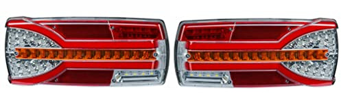 MelTruck® 2x 7 Funktionen LED Rückleuchte 12V 24V Dynamische Blinker SET für LKW, PKW, Anhänger