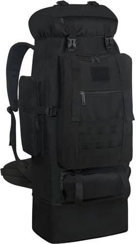 Wesoke 100L Campingrucksack Wanderrucksack für Männer Frauen, extra großer wasserdichter Outdoor Reiserucksack, übergroßer verdickter verstellbarer militärischer taktischer MOLLE Rucksack, Schwarz