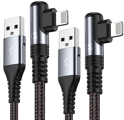 i Phone Ladekabel Ligtning Kabel [2Stück 1M+2M],SWECENT 90 Grad Winkel Ligtning Schnellladekabel Kompatibel für i Phone 14/13/11/XS/XS Max/XR/X/8/8 Plus/7/7 Plus/6/6s Plus/6 Plus/SE/iPad Mini/Air/Pro