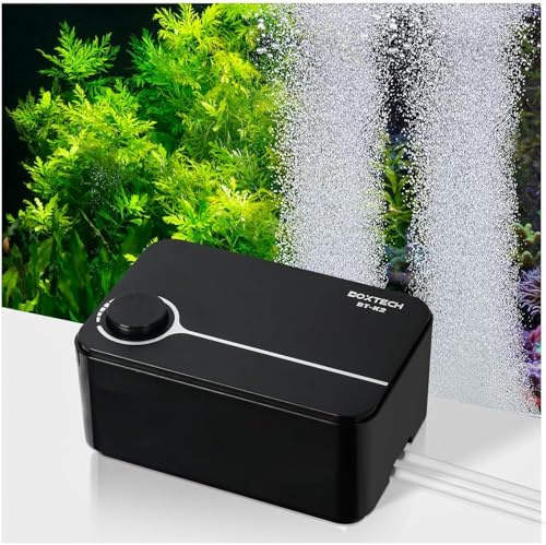 Boxtech Aquarium Luftpumpen 2W/5W/8W/10W，Leiser Sauerstoffpumpe Einstellbare Membranpumpe für Aquarien 50-500L,stabile Luftversorgung für Fischbecken