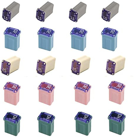 20 Pack Micro Cartridge Fuses 15amp 20amp 25amp 30amp 40amp FMM Fuses MCASE Type for Cars, Trucks, and SUVs