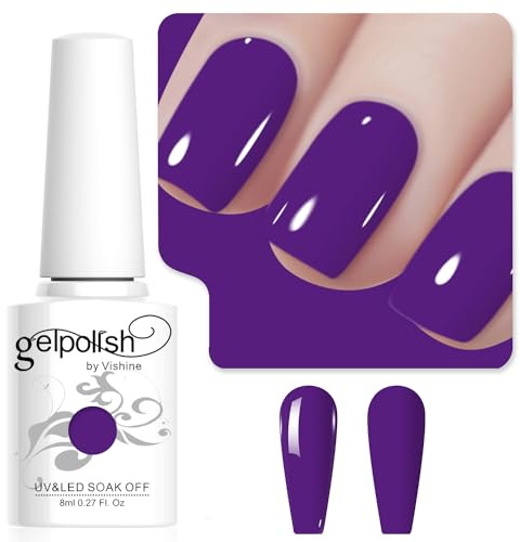 Vishine L251 - Esmalte de uñas de gel UV, 8 ml, color violeta, brillo alto para manicura francesa DIY