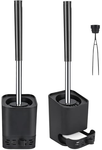 Glowbal Klobürste, 2pcs Toilettenbürste Silikon,Wandmontage&Stehen, Schwarz | WC bürste mit Halter für Badezimmer Gäste-WC