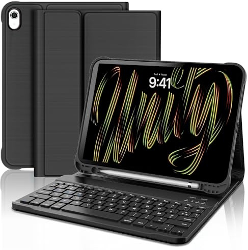 FOGARI Clavier pour iPad 10/11ème Génération 2022/2025, Clavier AZERTY sans Fil Bluetooth, Étui avec Porte-Crayon pour iPad 10ème Gén/A16 (10.9''/11‘’) - Noir