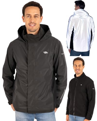 Valkental 3in1 Jacke Herren, Reflektierend & Wasserdicht | Fleece Zipp-In & verstaubare Kapuze, 10.000mm Wassersäule, nutzbar als Winter-, Regen- & Fahrradjacke