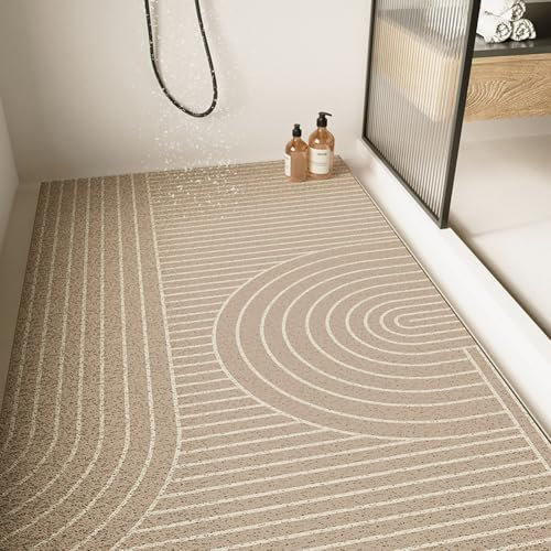 Große Duschmatte – rutschfest, Anti-Schimmel, Luffa, bequeme, weiche Badematte mit Ablaufloch, waschbar und schnell trocknend, Badezimmer-Bodenmatte, Massagefüße (Schwarz, 45 x 70 cm)