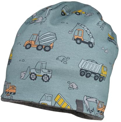 maximo MINI-Beanie, Jersey Bedruckt BW-Fleece Futter