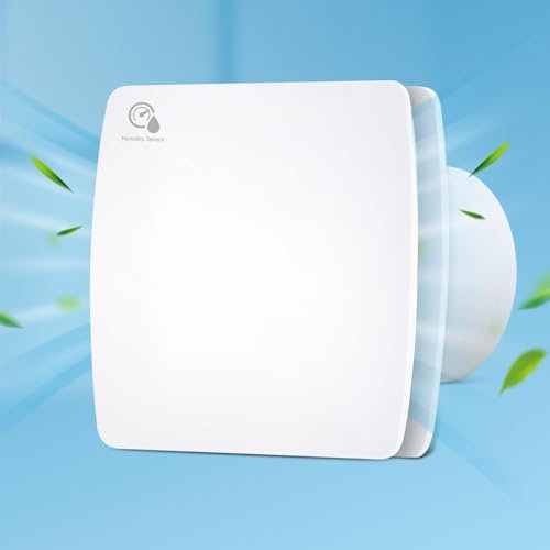 100 mm Ventilador Extractor de Baño con Sensor de Humedad y Temporizador Ventilador Silencioso ≤34 dB, Válvula Antirretorno, 95 m³/h Montaje en Pared,Techo o Ventana para Baño,Cocina,Inodoro